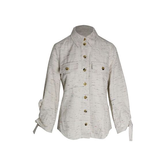 Chloe Button-Down Shirt in Cream Linen